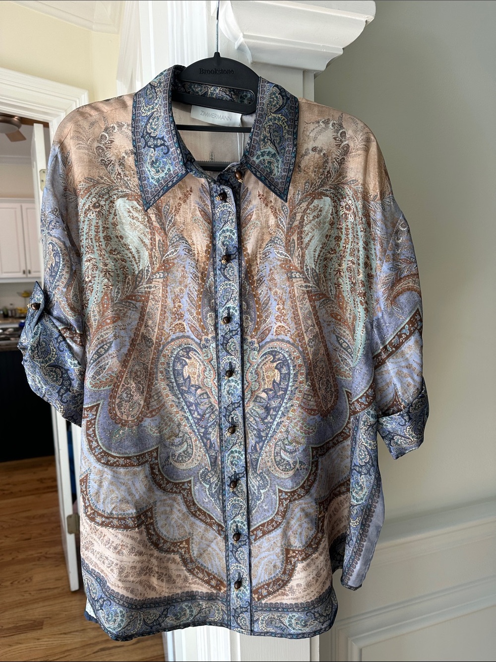 Zimmermann Wanderlust Paisley Silk Blouse  Sz 3, US 10 NWT - Picture 7 of 11